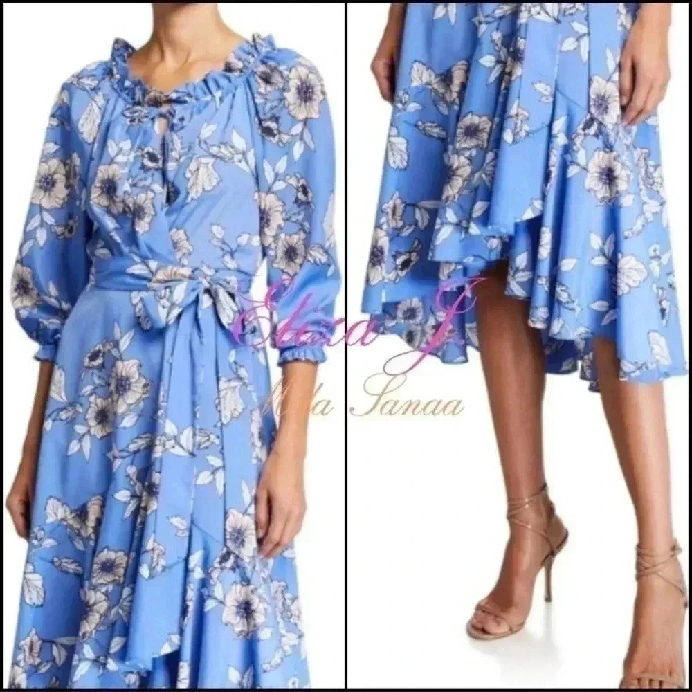Eliza J Floral Faux Wrap Midi Dress